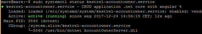 Owner-list .NET Core Linux Deployment