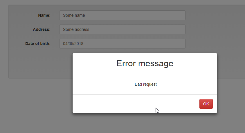 error modal bad request