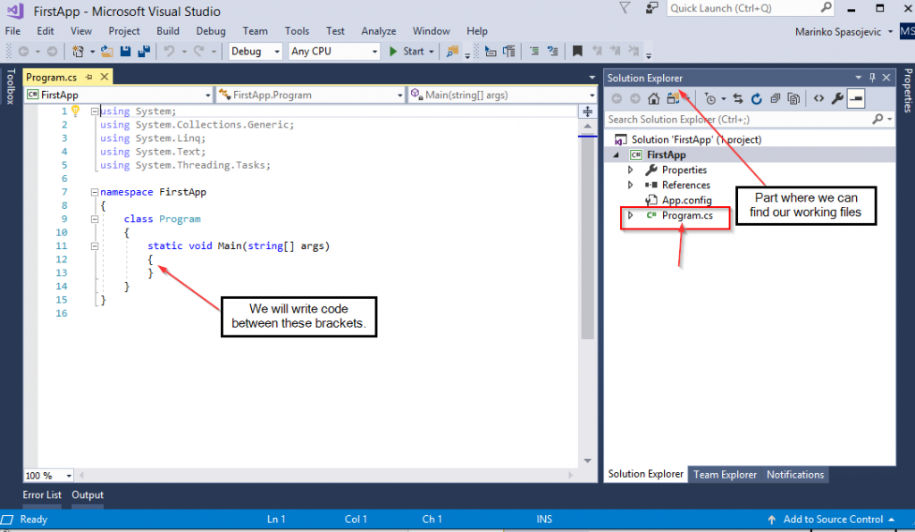 Program file in Visual Studio