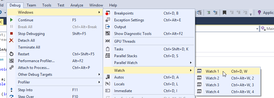 Watch window in Visual Studio