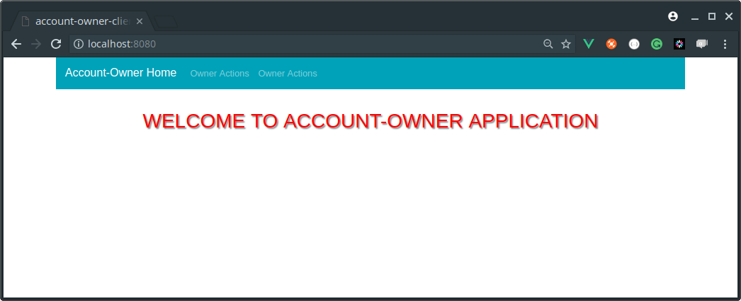 Welcome to account-owner application - Routing and Navigation in Vue.js