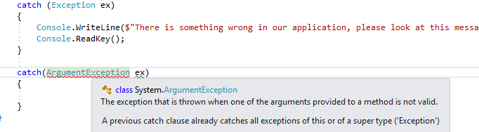 Invalid Exception - Handling Exceptions in C#