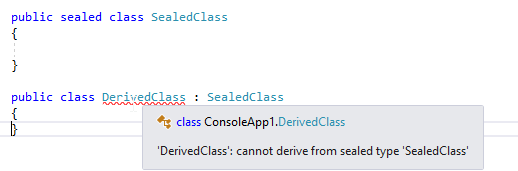 Sealed classes error - Abstract Classes in C#