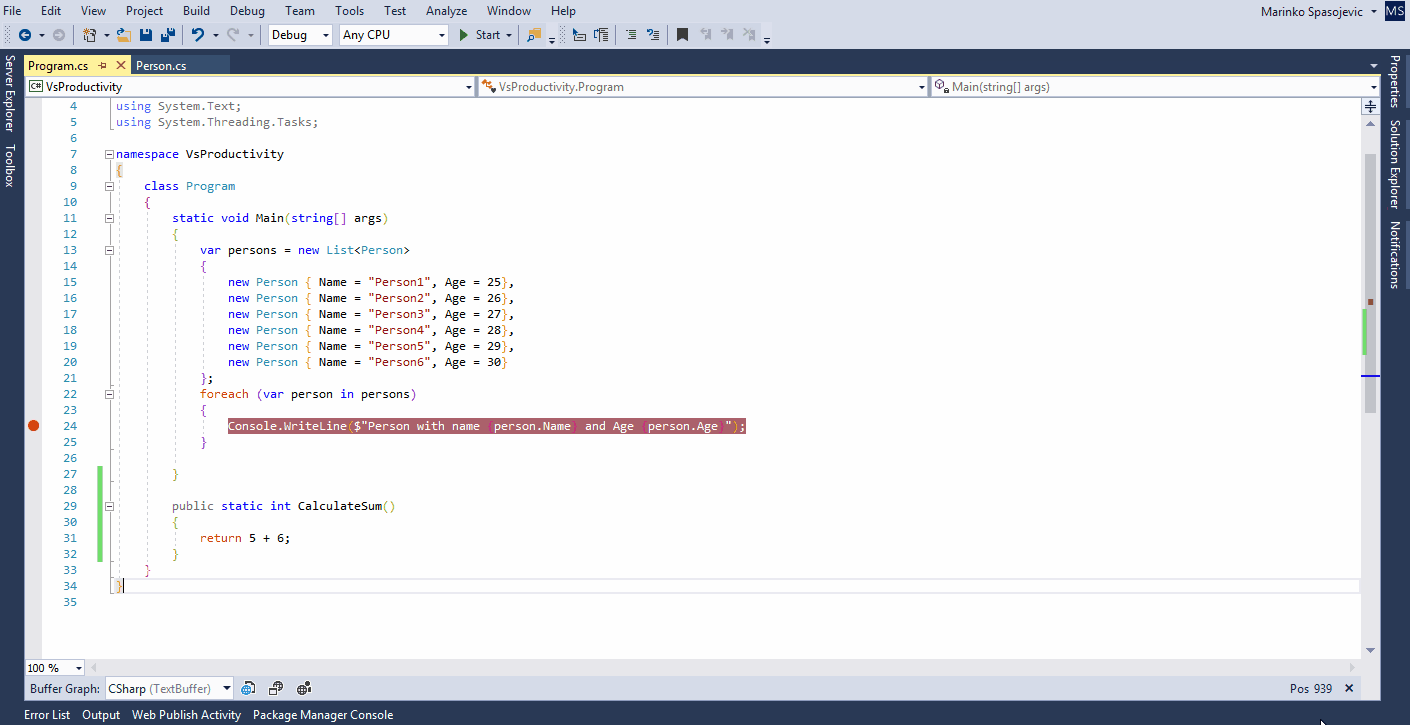 Immediate window in Visual Studio