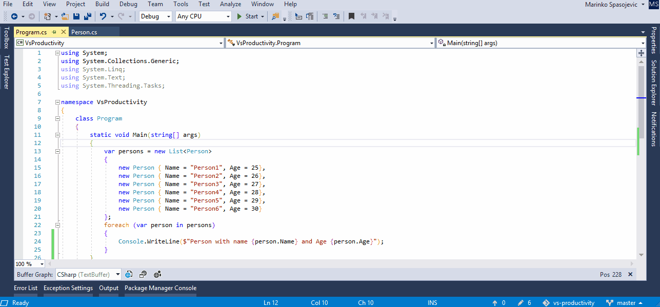 Outlining in Visual Studio