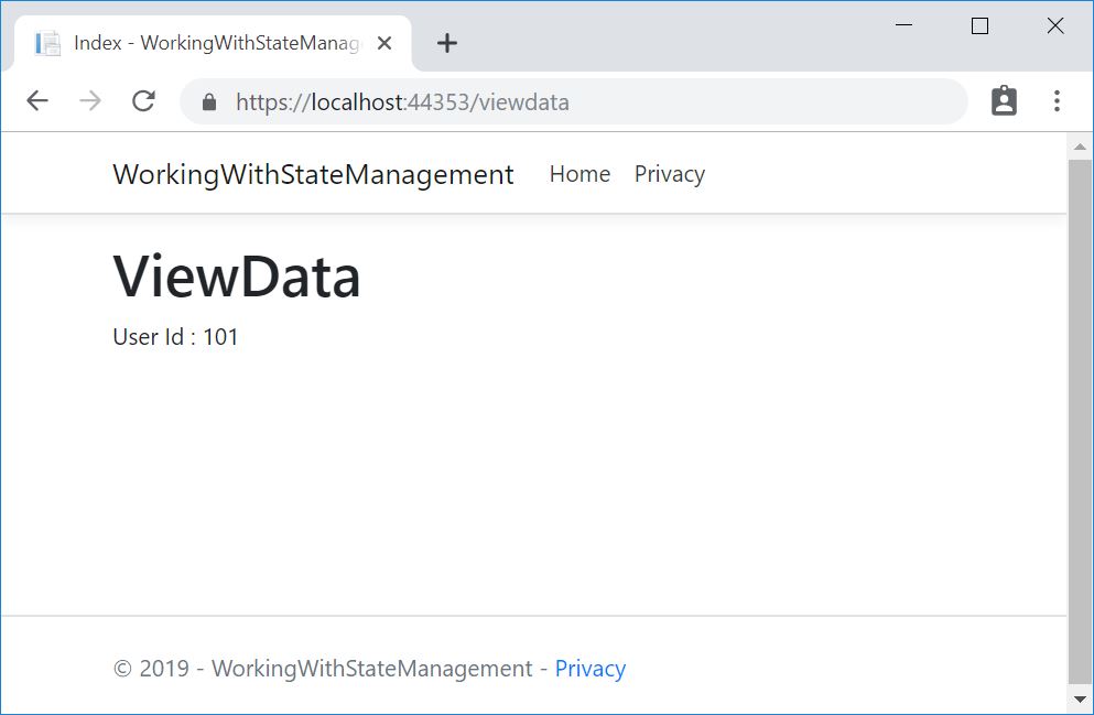 page with view data - State Management in ASP.NET Core MVC