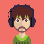 headphones green shirt male