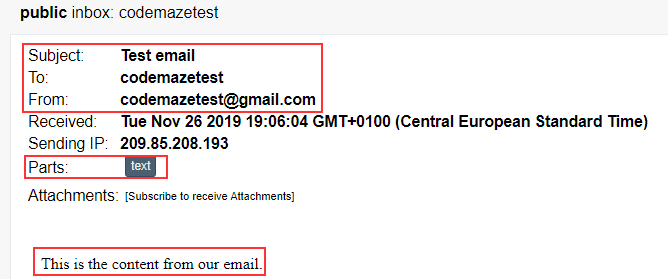 Email server destination - Send Email