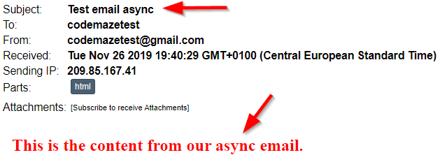 Async email message