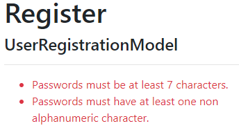 Wrong Password - User registration