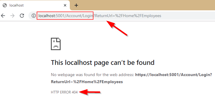Login not found in ASP.NET Core Identity Authentication