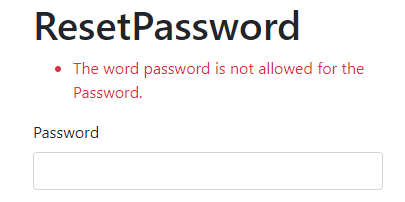 User Lockout - Password not allowed in Password
