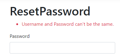 username and password can't be the same