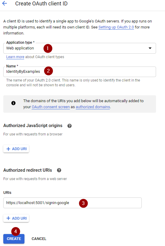 external identity provider OAuth client configuration
