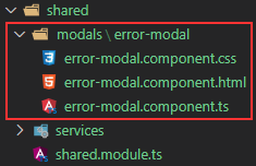 error modal @Input, @Output