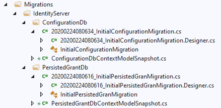 Migrations structure - Migrate the IdentityServer4 Configuration