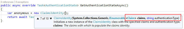 AuthenticationStateProvider - ClaimsIdentity constructor ClaimsIdentity constructors