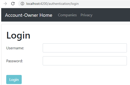 Angular Authentication Functionality - Login Page