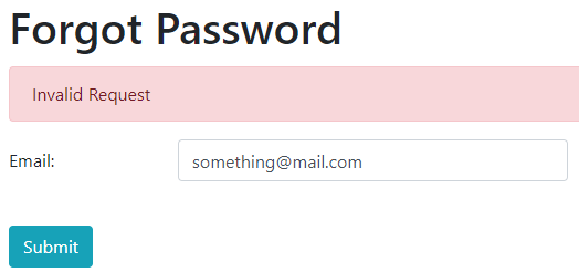 Forgot Password Invalid Request