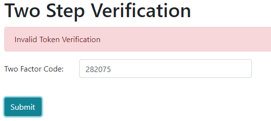  Invalid Code for 2-Step Verification