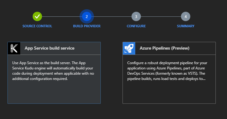 choose build provider for continuous deployment