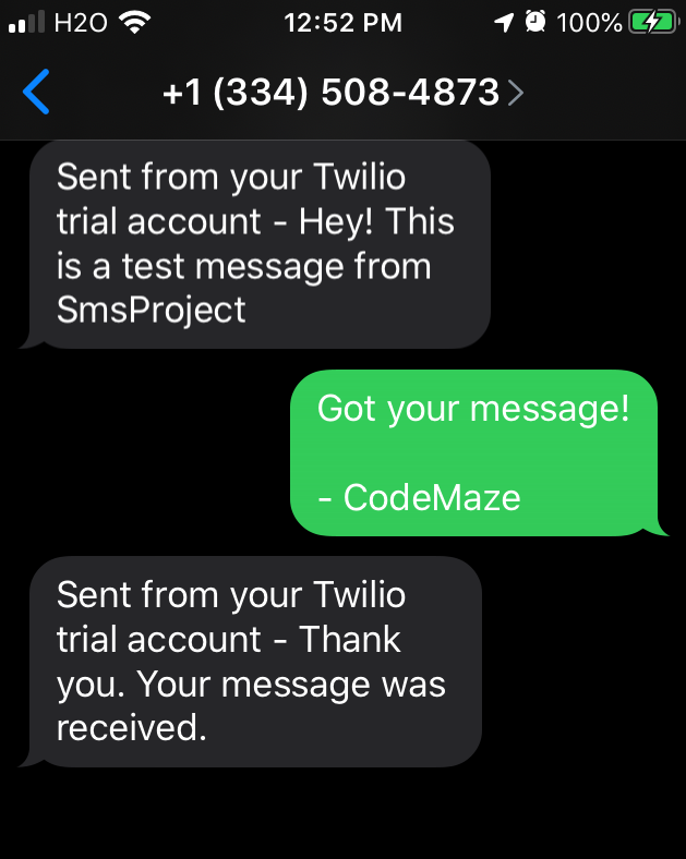 SMS Reply from a Twillio service