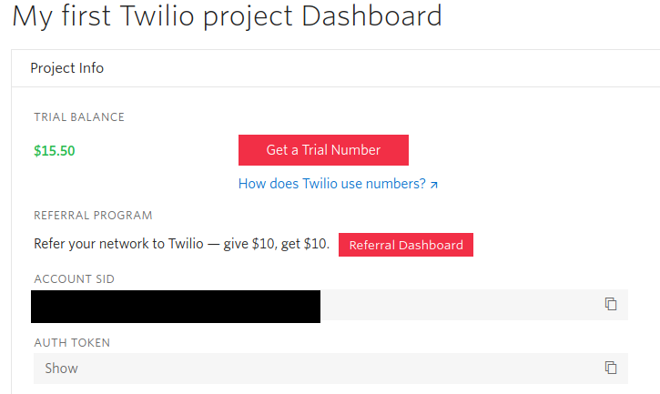 Twilio Dashboard - ASP.NET Core