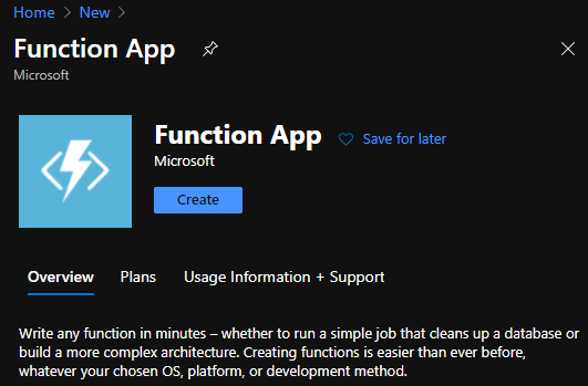 Create New Azure Functions Apps