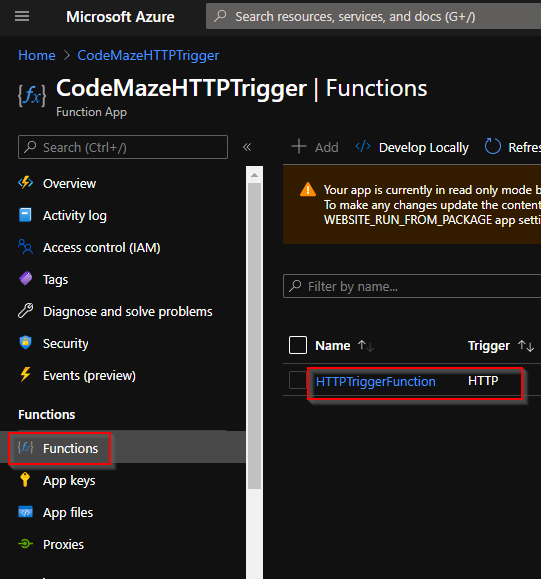 functions inside azure function apps