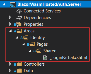 Identity part of the server project in Blazor WebAssembly Hosted application