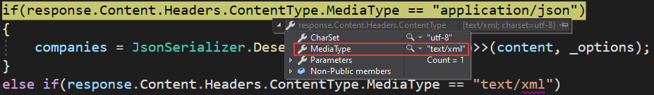 Media type XML for Http Response