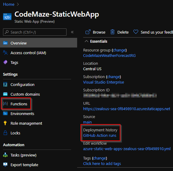 Azure Static Web Apps Details