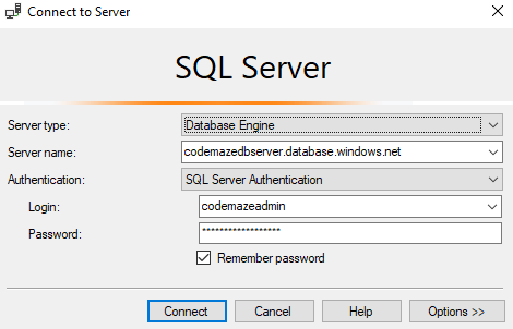 ssms connect to azure sql