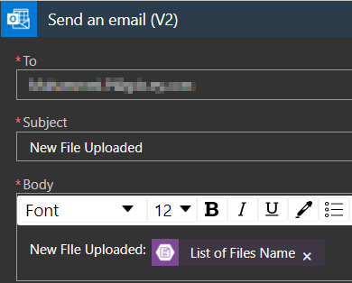 send an email action