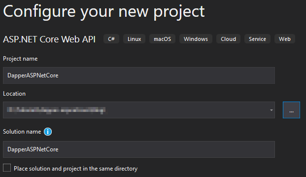 Web API project creation