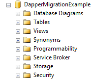 Database created with Dapper migration
