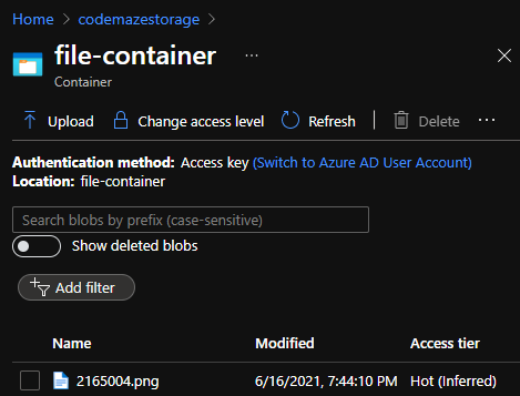 Azure BLOB storage container