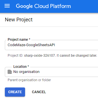 create new google workspace project