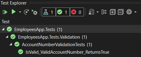 Using xUnit unit test to test Valid Account Number