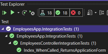 Integration testing of the Index action in ASP.NET Core