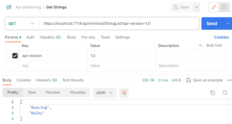 Testing API Versioning with Postman Request minimal API v1