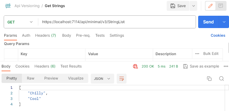 Testing API Versioning with Postman Request minimal API v3