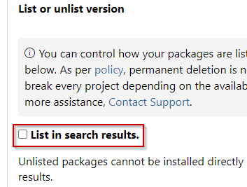Manage Nuget Package Listing