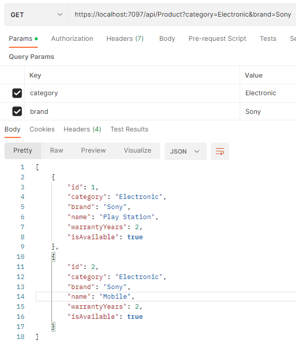 Pass two query prameters with a Get request in Postman