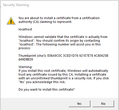 Install SSL certificate prompt