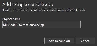 ML.NET Model Builder - consume in a console app